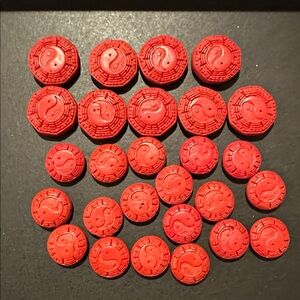 Rare Bundle of Vintage Yin Yang Cinnabar Beads